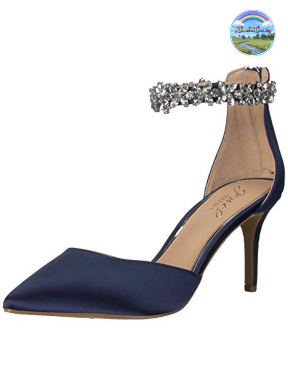 Satin Kitten Heel Pumps with Ankle Strap